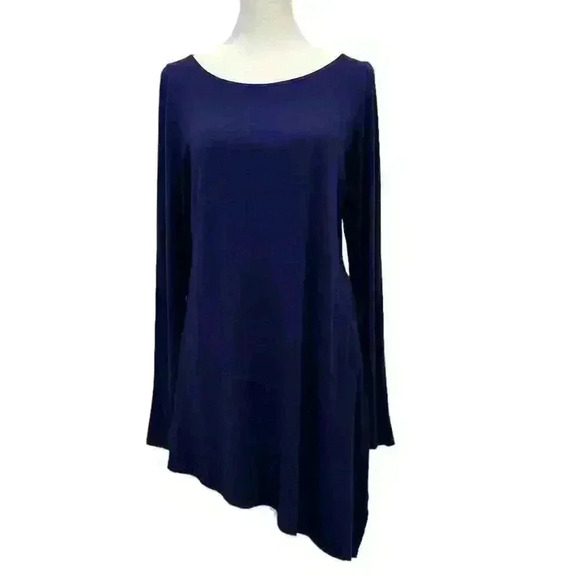 Eileen Fisher Bateau Neck Asymmetrical Jersey Long Sleeve Tunic Size M - Picture 5 of 11